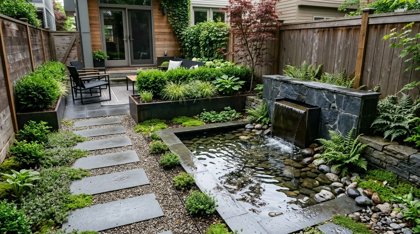 Modern Fence and Patio Combination